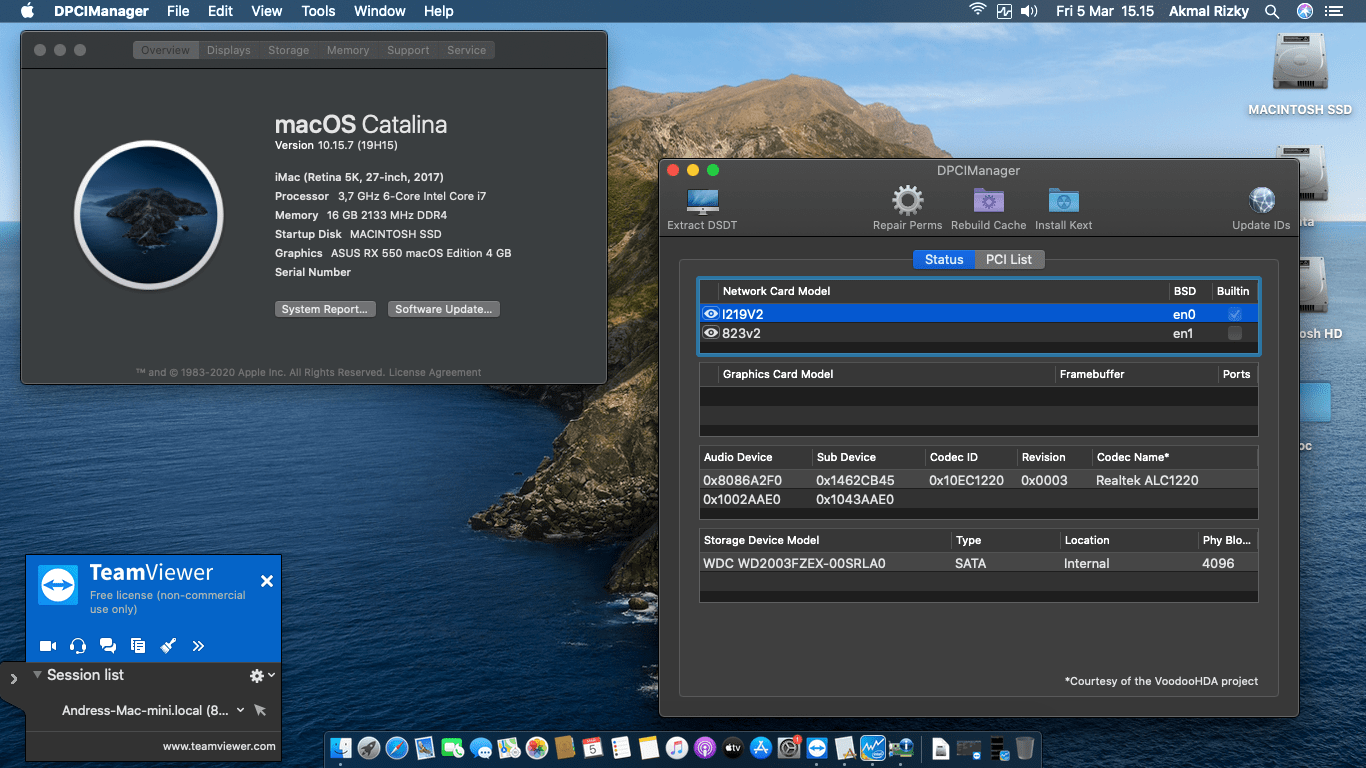 Success Hackintosh macOS Catalina 10.15.7 Build 19H15 in MSI Z370 Gaming Pro Carbon + Intel Core i7 8700K + Asus AMD RX 550
